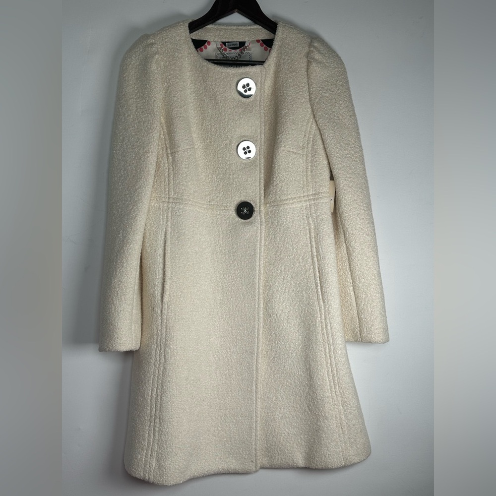 Milly Coat, NWT, Cream, Wool Winter Dream, Coquette, Tailored, Luxury Gift, 4US